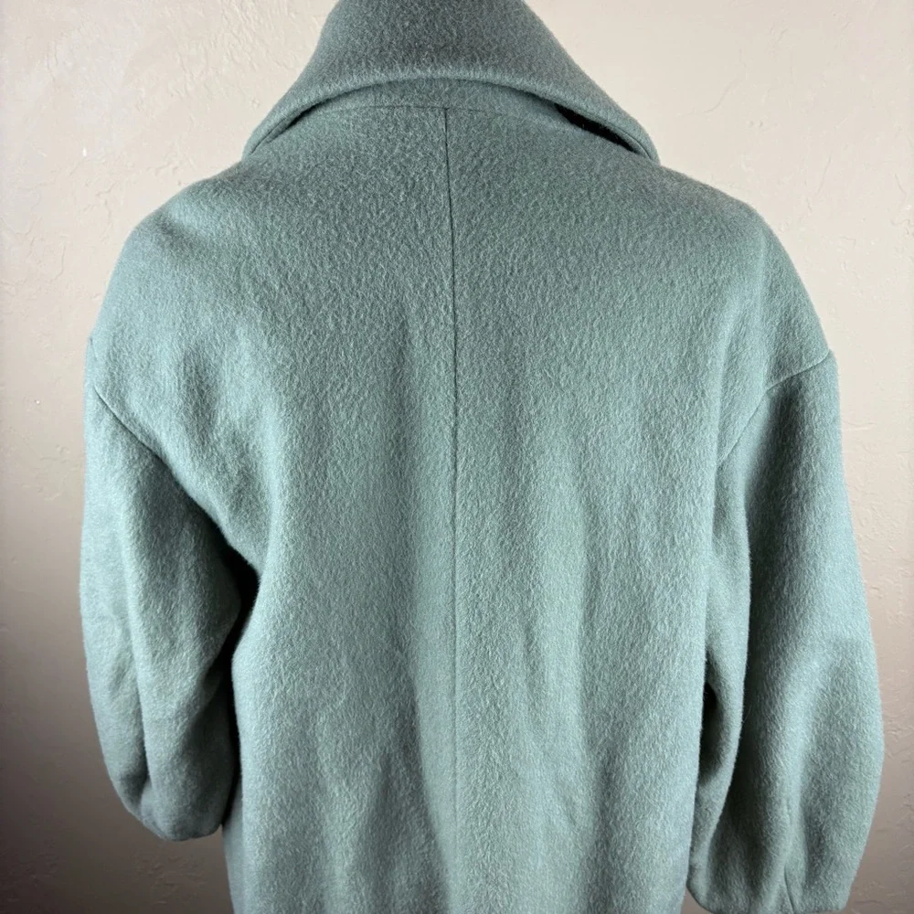 Zara Seafoam Green Wool Alpaca Winter Coat Long Oversized Women’s XS Italian